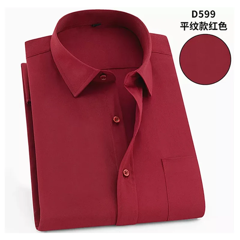 D599 Мужская рубашка размера плюс 9XL 10XL 12XL 14XL, однотонная, формальная, повседневная, легкая в уходе, с коротким рукавом, синяя, желтая, красная, 140 кг, 150 кг, 160 кг - Цвет: D599