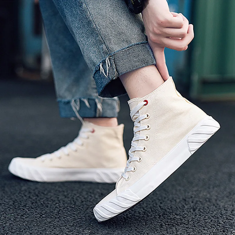 Высокие парусиновые туфли мужские кроссовки крутые повседневные