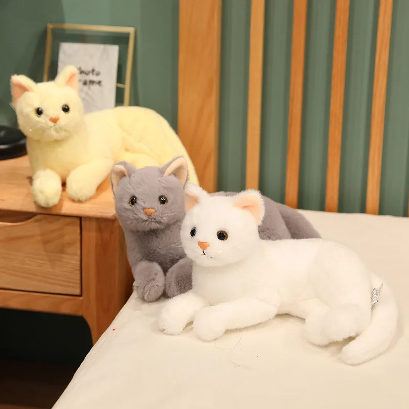 

Милые животные, имитация кошек, милые плюшевые игрушки, лежащий на боку, котенок, мягкие набивные куклы, подарок на день рождения, Рождество, ...