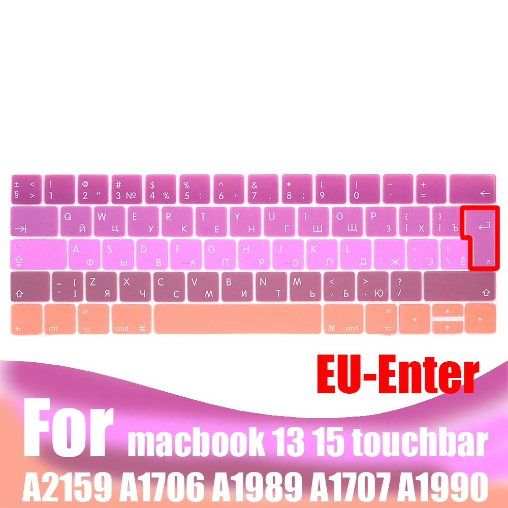 

Russian Laptop keyboard cover For Macbook pro 13 15 touchbar keyboard protective film Color keyboard case A2159 A1707 A1989A1990