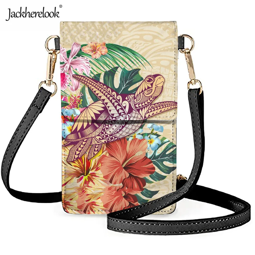 

Jackherelook, женская сумка через плечо с рисунком гавайской морской черепахи и гибискуса, женская сумка-мессенджер для мобильного телефона, женс...