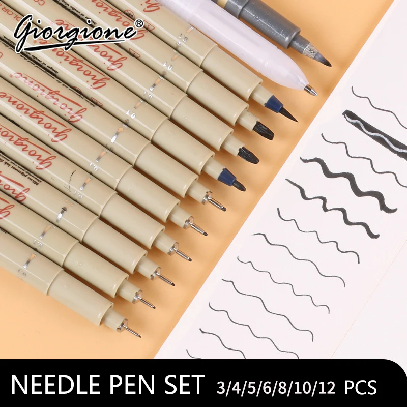 

Black Micron Pen 3/4/6/8/10/12Pcs Hand Lettering Pens Waterproof Hand-Drawn Design Artist Sketch Needle Fineline Pen Supplies