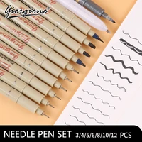 black micron pen 34681012pcs hand lettering pens waterproof hand drawn design artist sketch needle fineline pen supplies