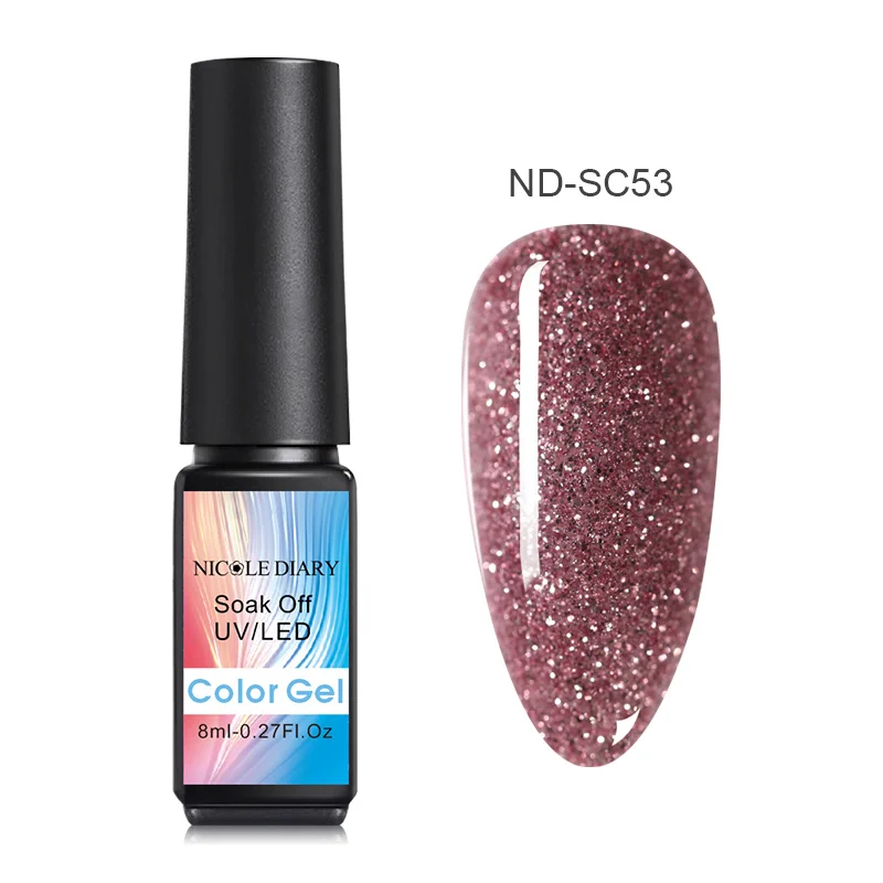 ND-SC53 NICOLE DIARY, розовое золото, гель для ногтей, блестящий Светодиодный УФ-гель, для маникюра, блестки, отмачиваемый Гель-лак для ногтей, Полупостоянный Гель-лак - Цвет: ND-SC53