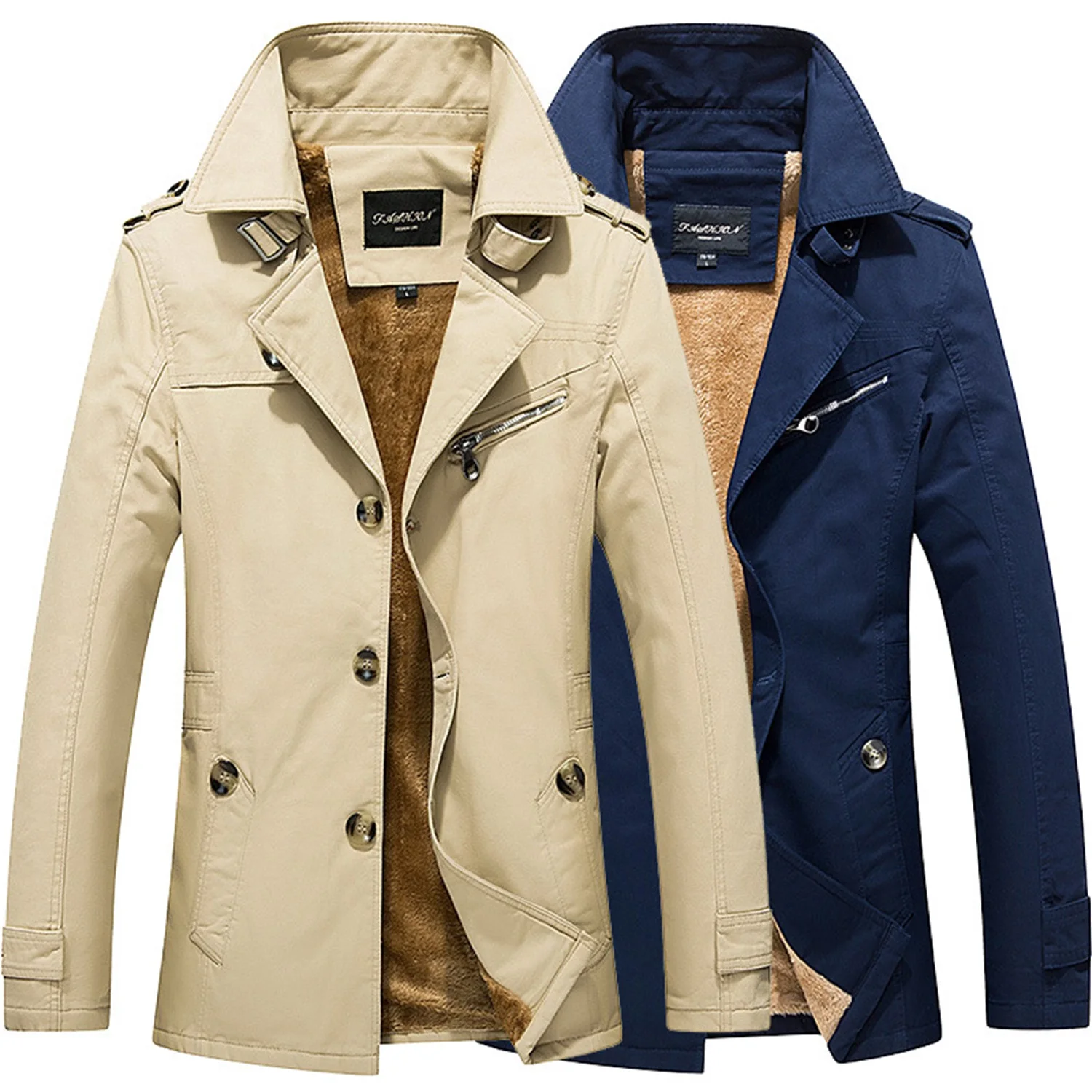 

Men's Business Long Jacket 2021 Casual Windbreaker Jacket Men Trench Coat Men Fashion Overcoat Cotton Coat Lightweight Slim