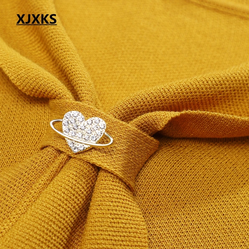 Вязаный женский свитер XJXKS верхняя одежда пуловер высокого качества с длинным