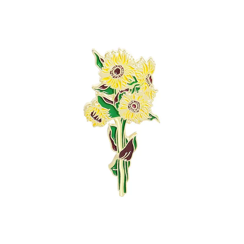 

Sunflower Brooch Baked Enamel Van Gogh's Iris Accessories for Jewelry Brooches On Clothes Fashion Funny Wholesale