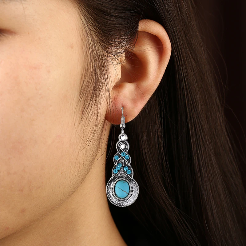 Sainio винтажная уникальная Этническая Серьга большой голубой камень антикварные