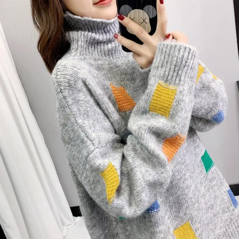 

Casual Basic Turtleneck Sweater Women Solid Long Sleeve Knitted Pullovers Women 2021 Autumn Winter Slim Fit Sweater C12