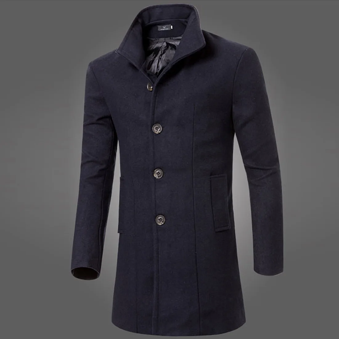 

2020 spring and autumn new fashion solid color lapel mid-length coat men's trench coat woolen trench coat overcoat windbreaker