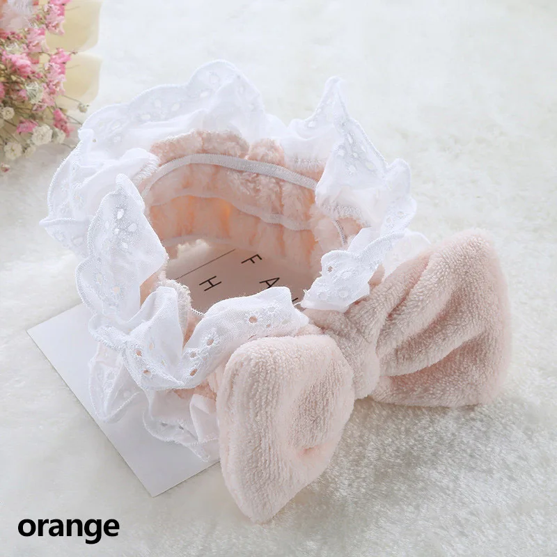 Lace 5 Новые OMG буквы коралловый флис мыть лицо повязки для волос для женщин милый мягкий бант девушки повязки, резинки для волос аксессуары для волос в виде тюрбана - Цвет: Lace 5