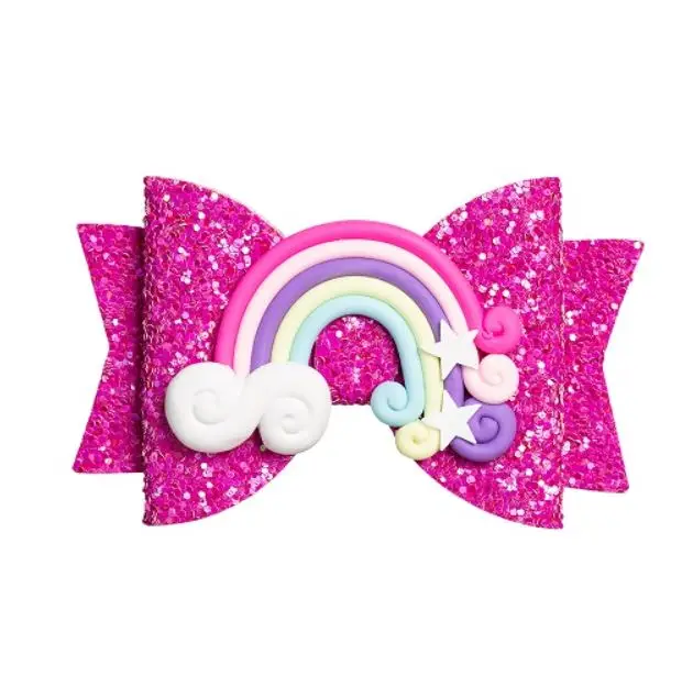 Заколка для волос женщин и девочек с радужными блестками бантом | Аксессуары