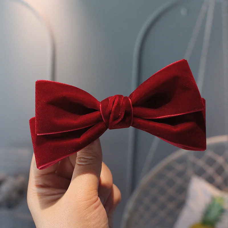

2PCS Velvet Bow Hair Clip Elegant Bow Tie Hairpins Barrettes Vintage Women Girls Black Wine Red Bow Hair Clip Accessories