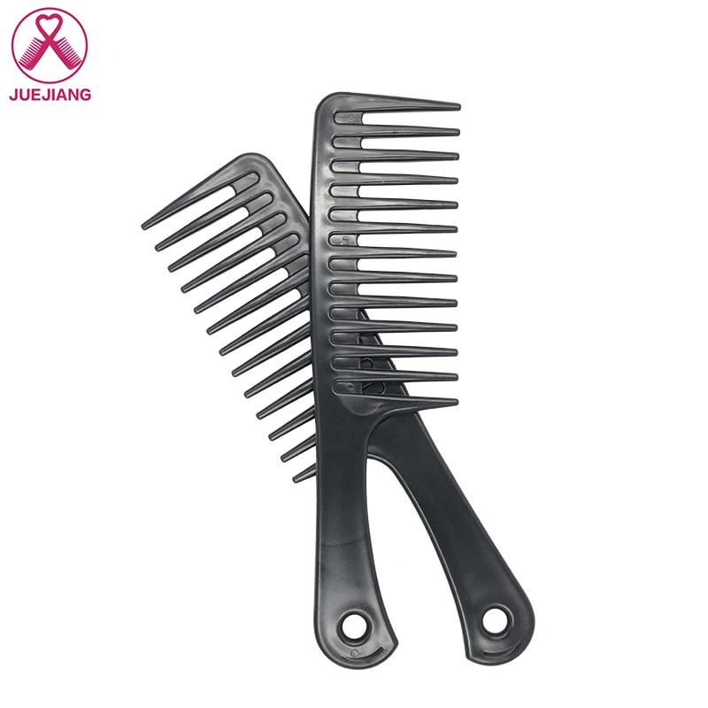 

Black Wide Tooth Comb Abs Anti-static Plastic Heat-resistant Large Wide Tooth Detangling Comb For Hair Styling Salon Tools