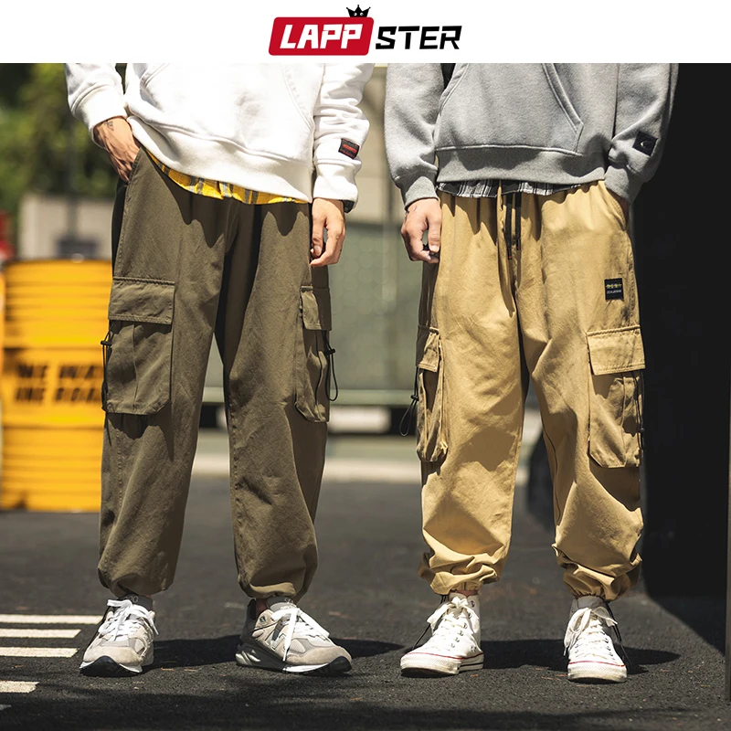 Мужские шаровары в стиле Харадзюку LAPPSTER брюки карго черного цвета уличном