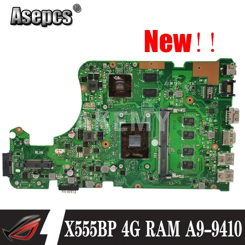 

Akmey X555BP motherboard W/ 4G-RAM A9-9410 For Asus X555B X555QG X555Q A555Q K555Q laptop motherboard Test work 100%