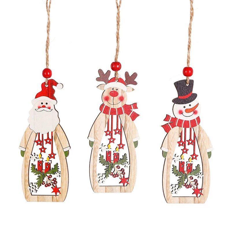 

Рождественские украшения для дома, Деревянные Подвески в виде Санта-Клауса, снеговика, лося, рождественские украшения-капли, новый год 2022