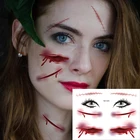 Хэллоуин ужасная Татуировка наклейка для вечерние страшная водостойкая Реалистичная поддельная кровавая рана Татуировка наклейка украшение лицо Татуировка 3D