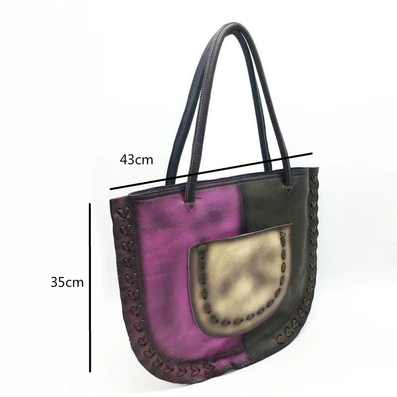 

Bestform Women Bag 2020 New Retro Genuine Leather Shoulder Bags Large Capacity Handmade Cowhide Handbag Female Casual Tote