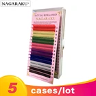 Ресницы Nagaraku радужные для макияжа, мягкие светильник ные норковые для ресницы Maquiagem, 8 цветов, 5 коробок в упаковке, 16 рядовкоробка