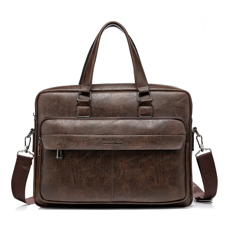 

2021 Brand Man Business Briefcase Bag PU Leather High Quality Men office Bags For 14 inch Laptop A4 File Causel Male 8631