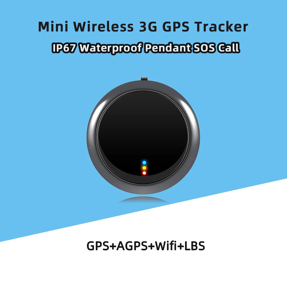 Super Mini 3G GPS Tracker Wifi LBS 3G WCDMA 2G GSM Fashion Pendant IP67 Waterproof Android OS SOS for Elderly Kids Pets Vehicle