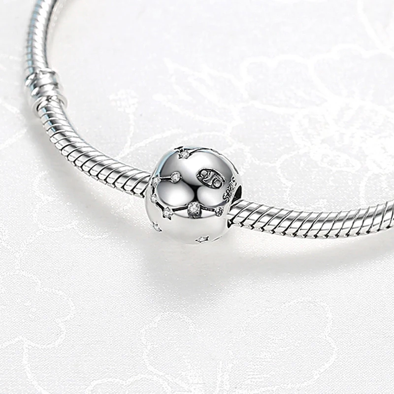 Оригинальные 100% 925 пробы серебряные Знаки зодиака аквариус бусины подходят для