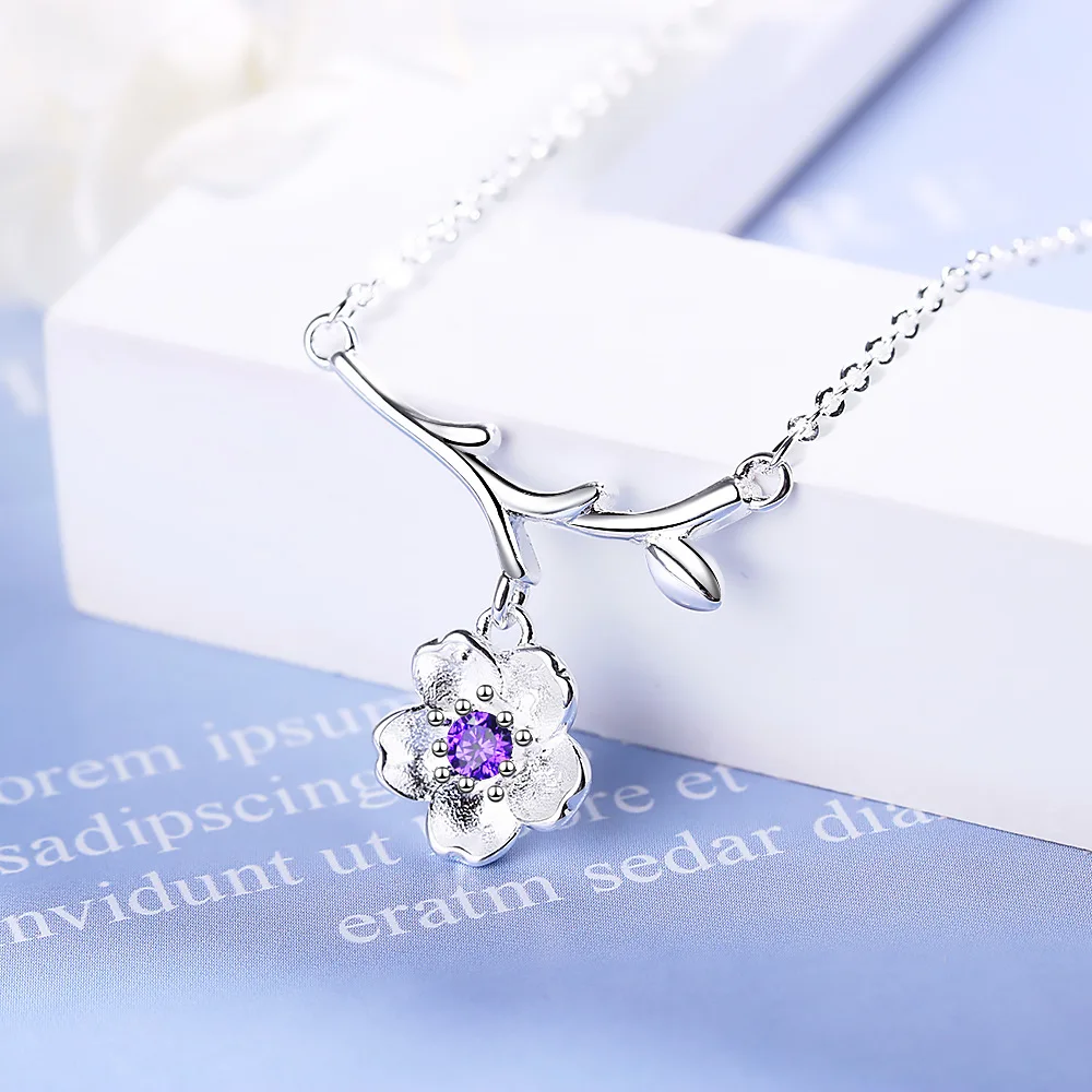 

HT-31 Flower Necklace Wild Japan and South Korea Sweet Clavicle Chain Flower Branch Diamond Necklace Women's Jewelry