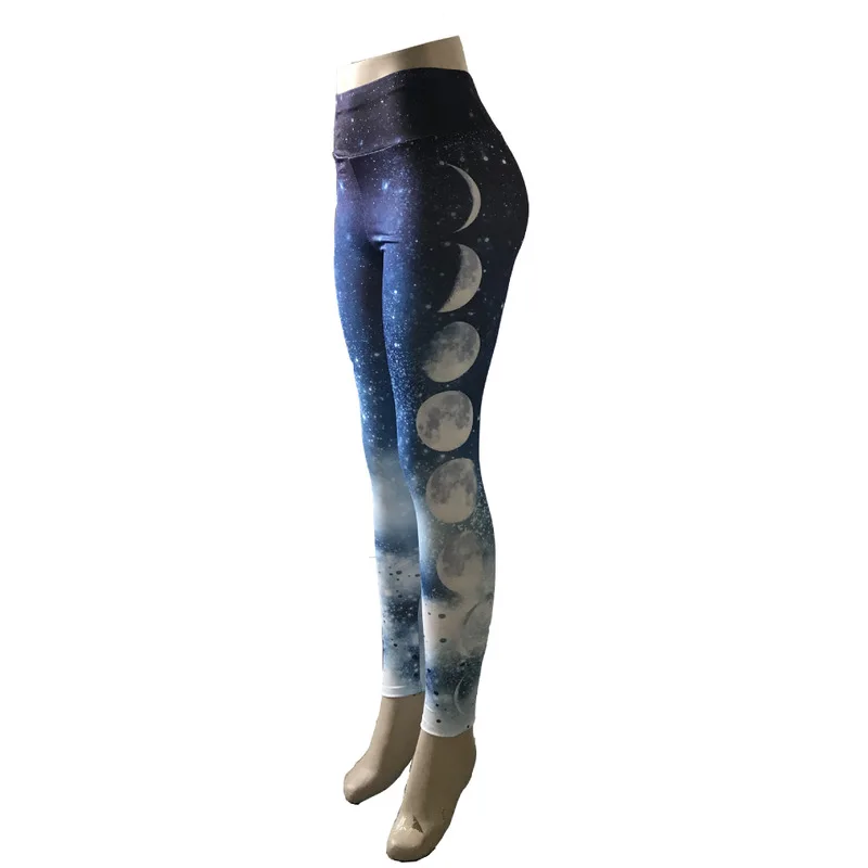 INS recommended the moon gradient sky digital printing yoga pants stretch tight leggings L001 gym Leggings | Спорт и развлечения