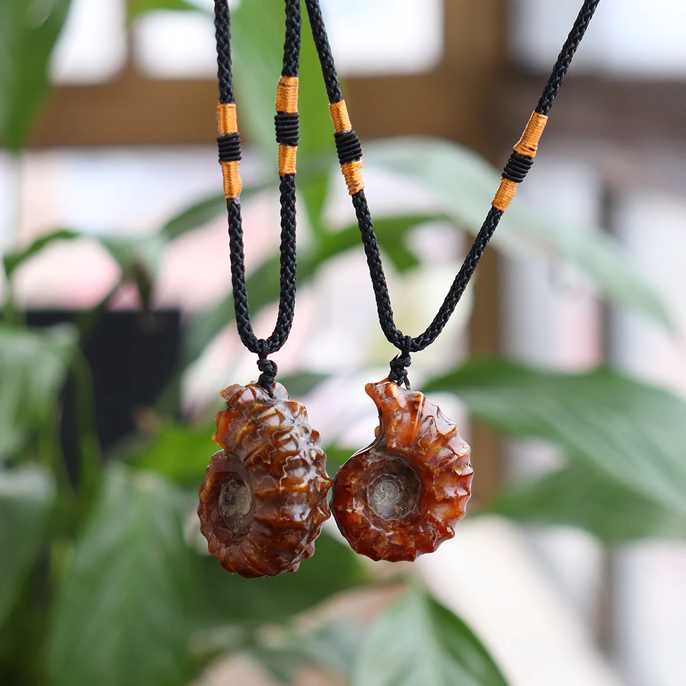 1 шт. кулон улитка натуральный камень окаменевшая овчина ожерелье