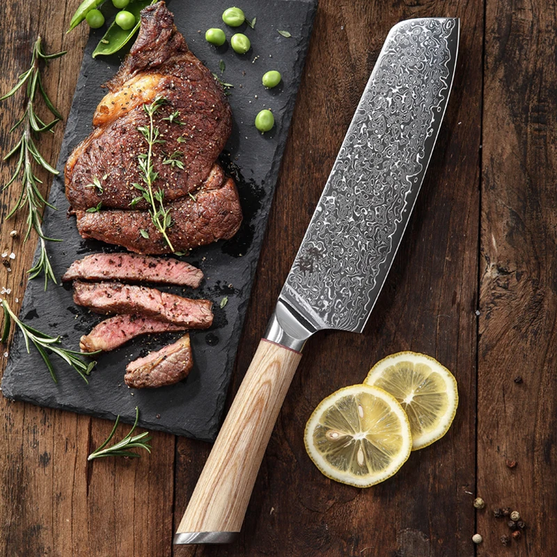 67 слоев стали V gold 10 дамасский кухонный нож ножи шеф повара Gyuto Santoku Кливер для