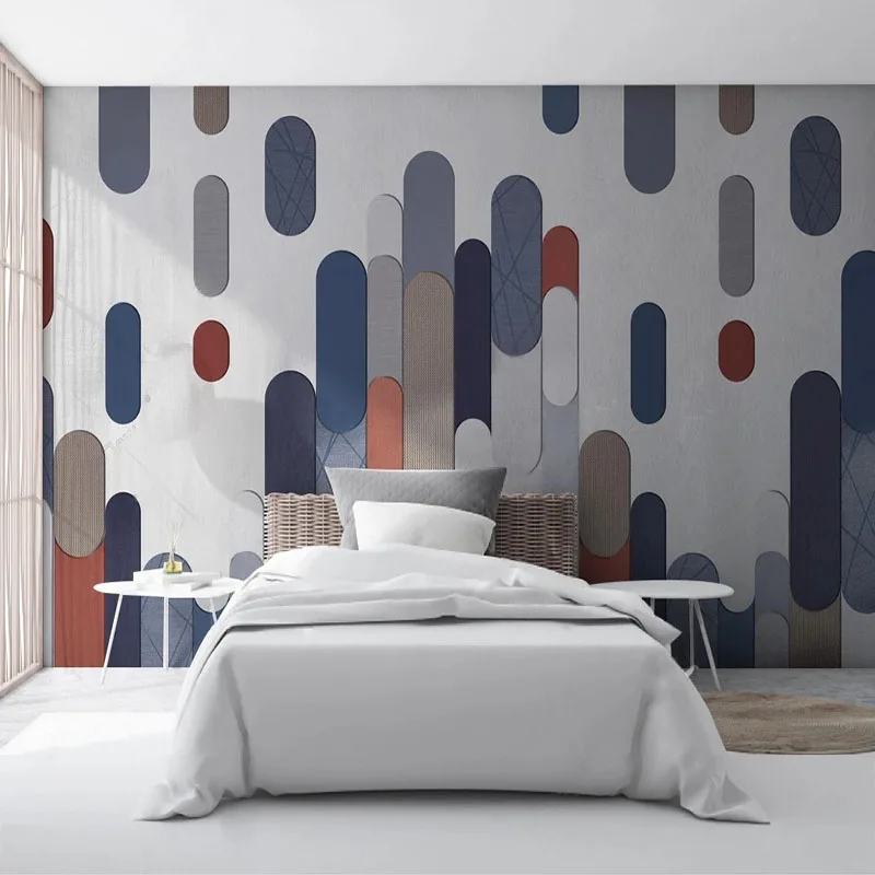 

Custom Photo 3D MuralWallpaper Modern Minimalist Light Luxury Geometric Lapis Lazuli Blue Background Papel De Parede Home Décor
