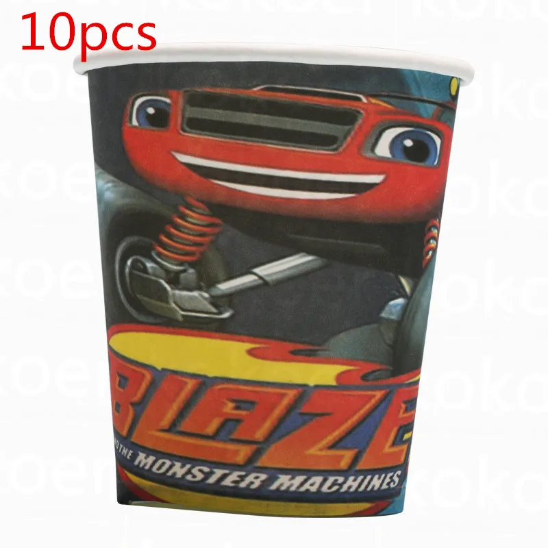 cup 10pcs Kokoer Blaze and the Monster Machines набор для вечеринки на день рождения, бумажный стаканчик, тарелка, Детские вечерние принадлежности для мальчиков - Цвет: cup 10pcs