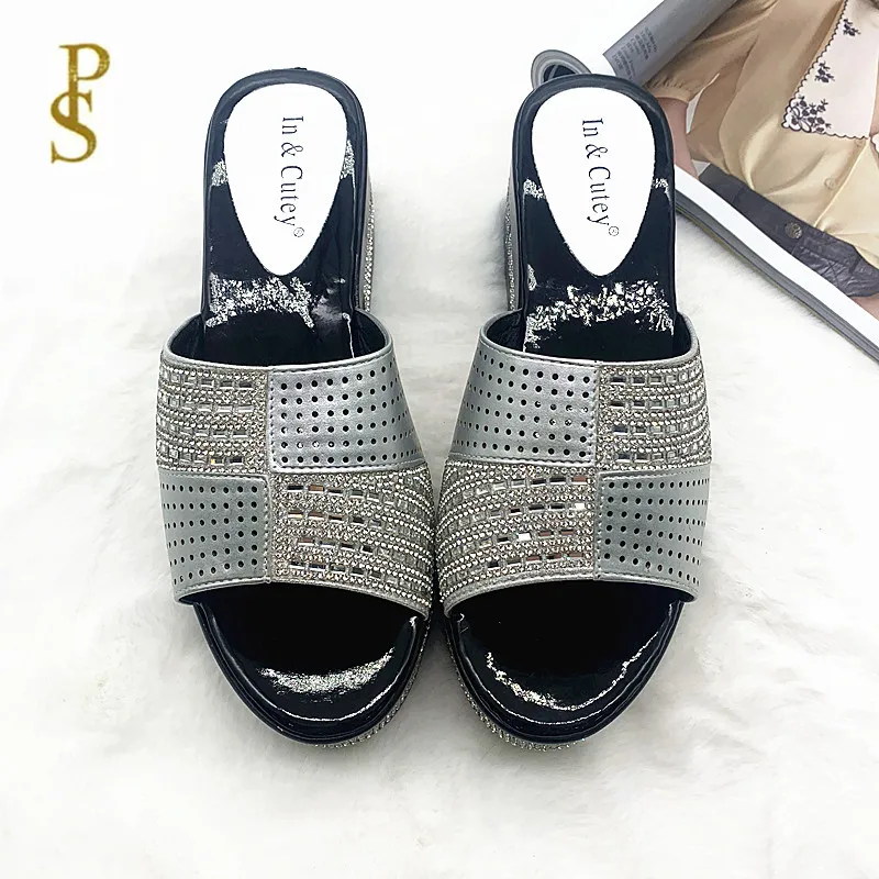 Удобные женские тапочки на танкетке Со стразы Тапочки для мамы | Обувь