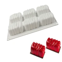 6 cavity love silicone cake mould 3d letter baking mold for chocolate mousse jelly pudding dessert bakeware pan decorating tools