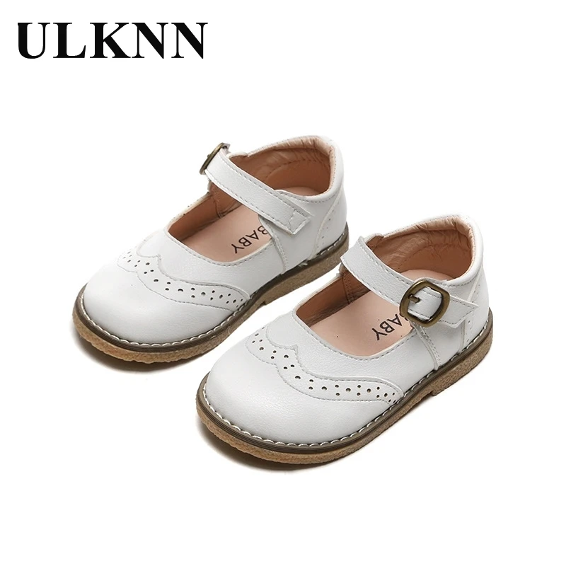 

New Grils Leather Shoes Casual Girls Autumn Winter Kids Pu Show White Shoes Children's Black Pink Size 21-30 Flats