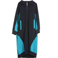 Spring Autumn Women New 2020 Casual Ultra Loose Long Hooded Knitted Cotton Sweatshirt Ladies Oversize Hoodies Coat