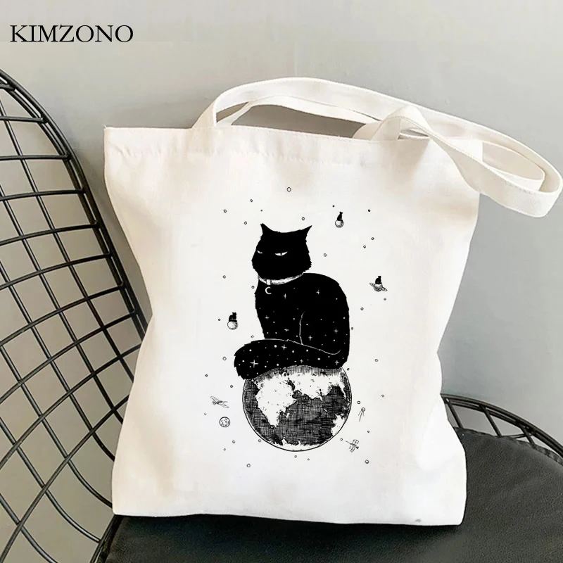Многоразовая эко-сумка для покупок с кошкой перерабатываемая Джутовая сумка