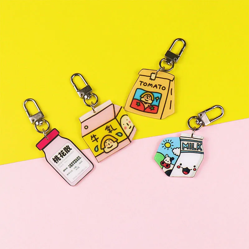

Cute Korean Drink Keychains Pendant For Women In Metal Key Chians Practical Little Gift Airpods Headphones Set Key Rings