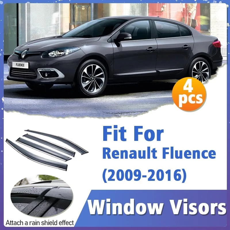 Window Visor Guard for Renault Fluence 2009-2016 Vent Cover Trim Awnings Shelters Protection Sun Rain Deflector Auto Accessories