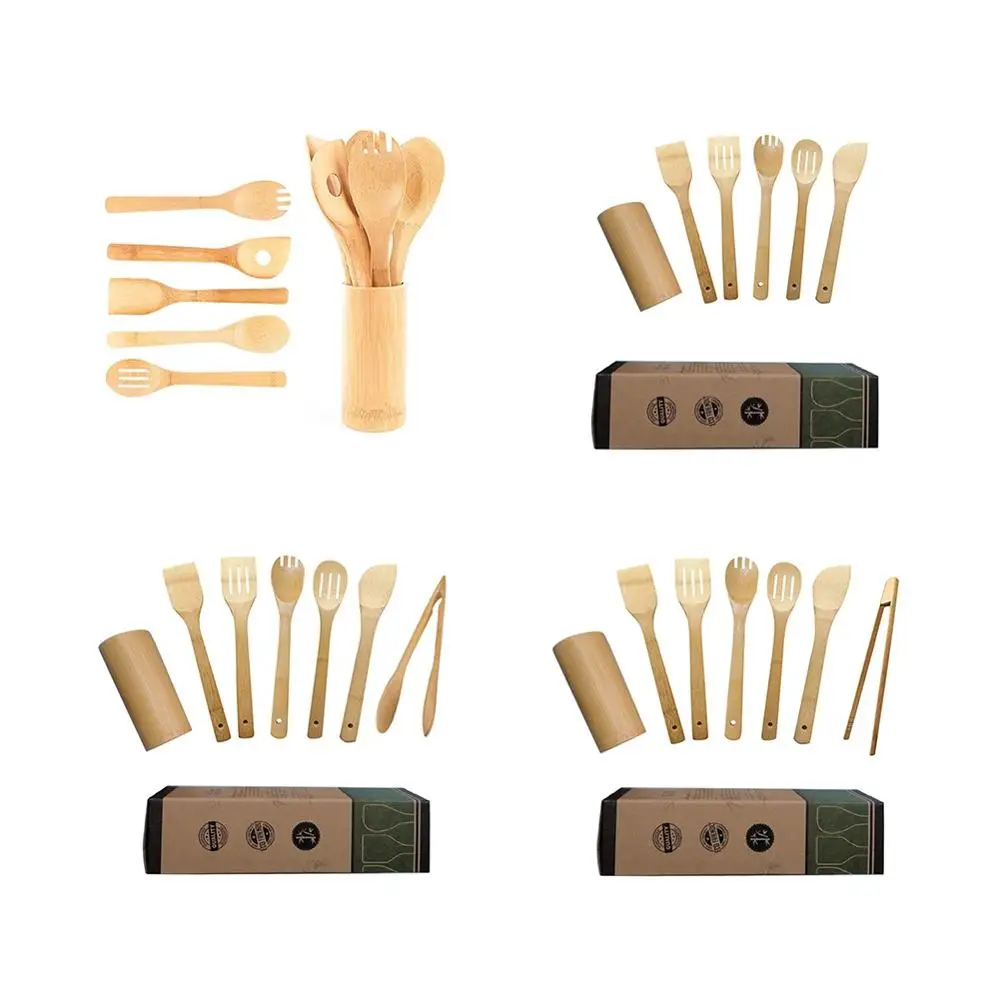 Bamboo Kitchen Cooking Utensil Tool Spoon Soup Teaspoon Spatula Utensils Wooden Stir | Дом и сад