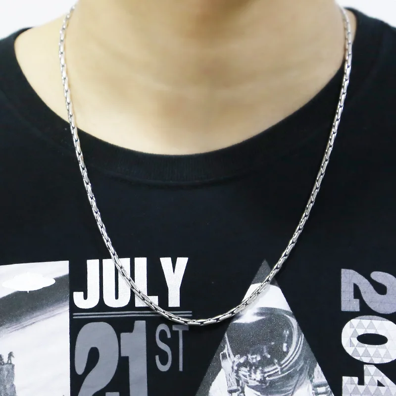 Цепочка мужская длинная из серебра 100% пробы толщиной 3 мм|Ожерелья| |