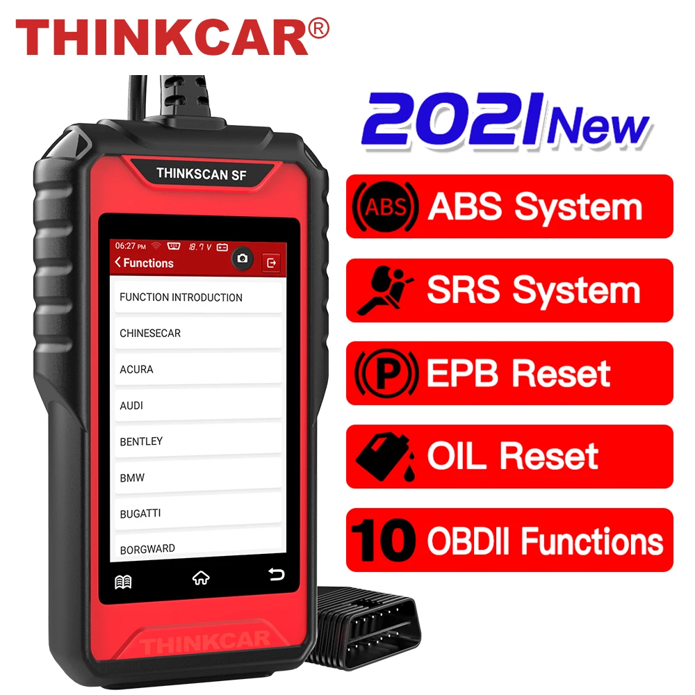 Сканер Thinkcar SF100 OBD2 для двигателя ABS SRS Oil EPB Reset ODB 2, диагностический инструмент для считывания кодов OBDII, многоязычный автомобильный диагностический инструмент