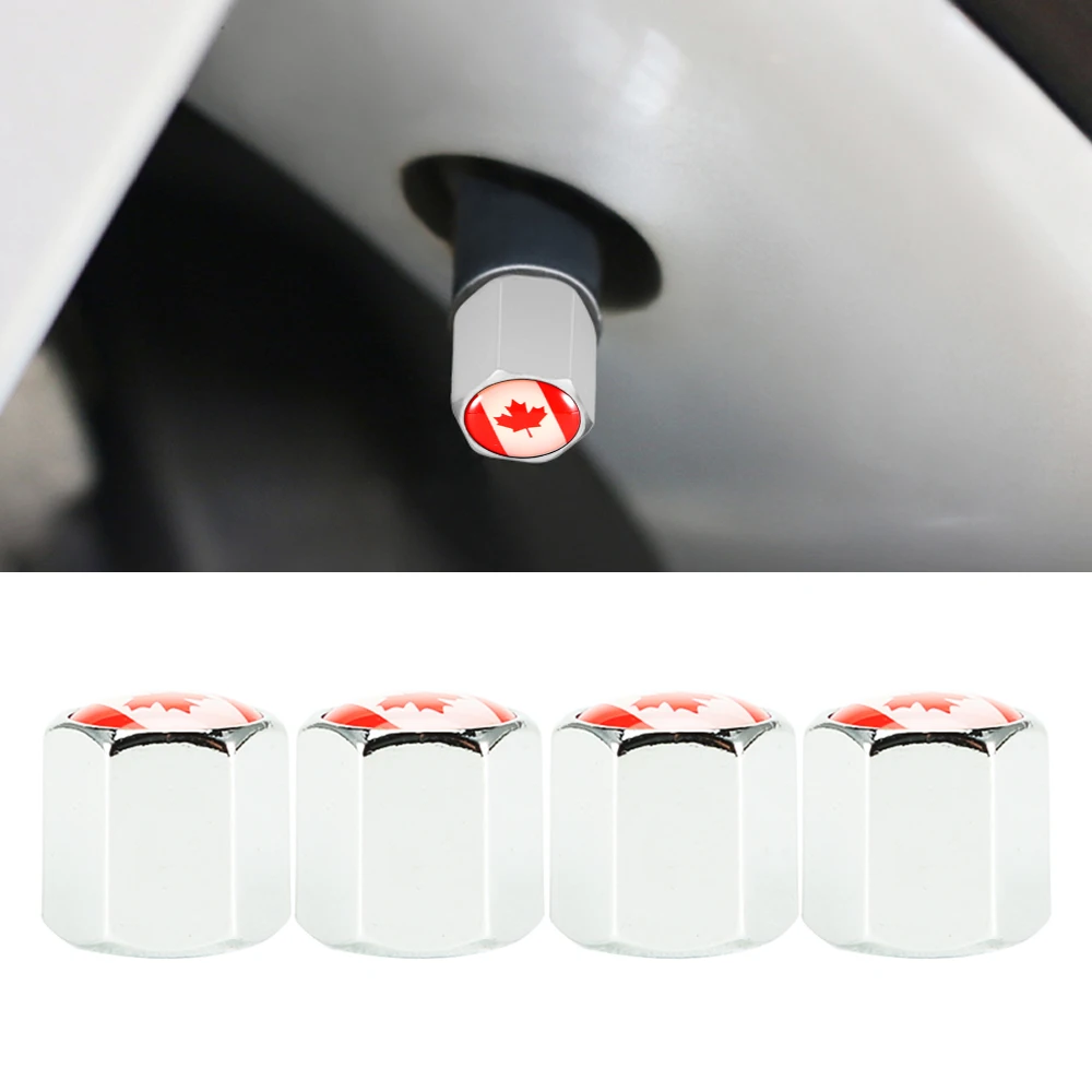 

4 Pcs/Set Canada Flag Tire Valve Caps Universal Stem Covers for Cars, SUVs, Bike and Bicycle