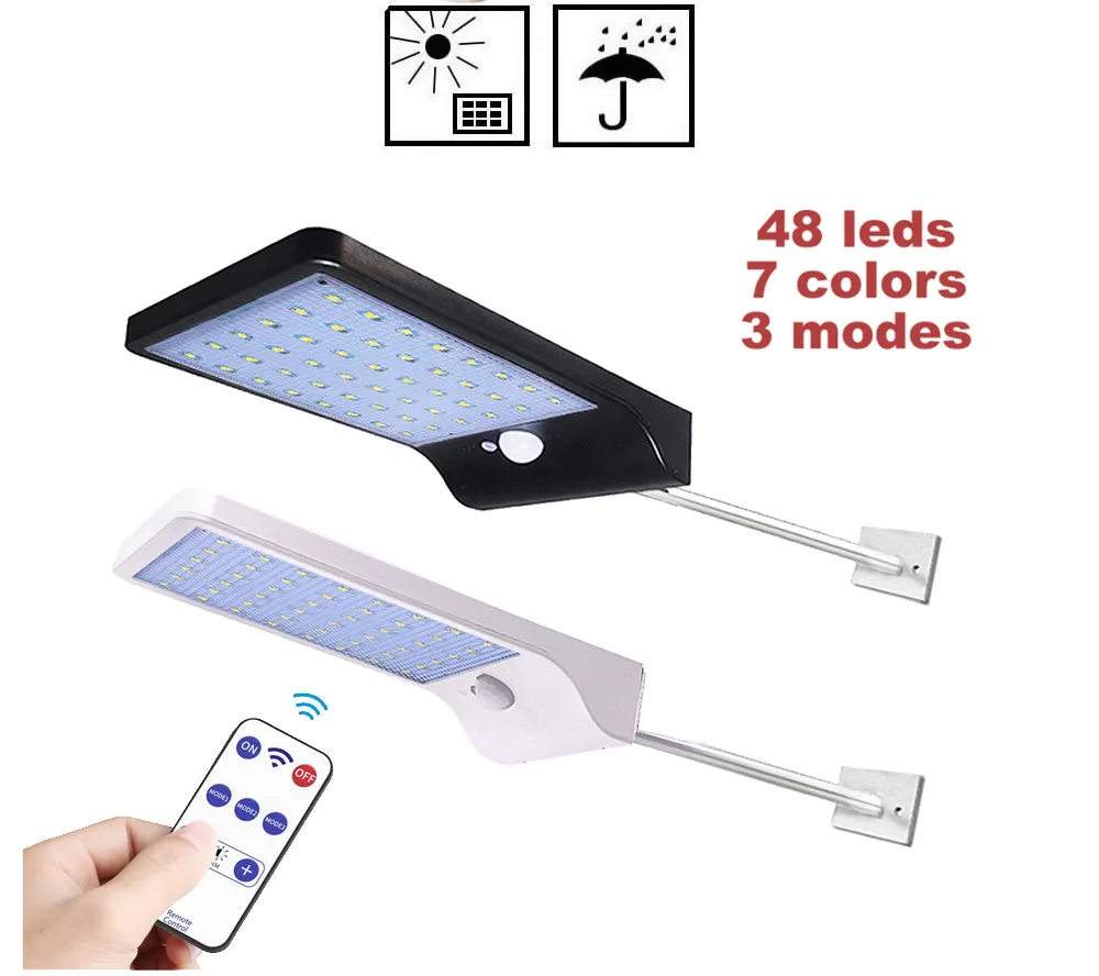 48 Светодиодный светильник на солнечных батареях настенный PIR датчик движения