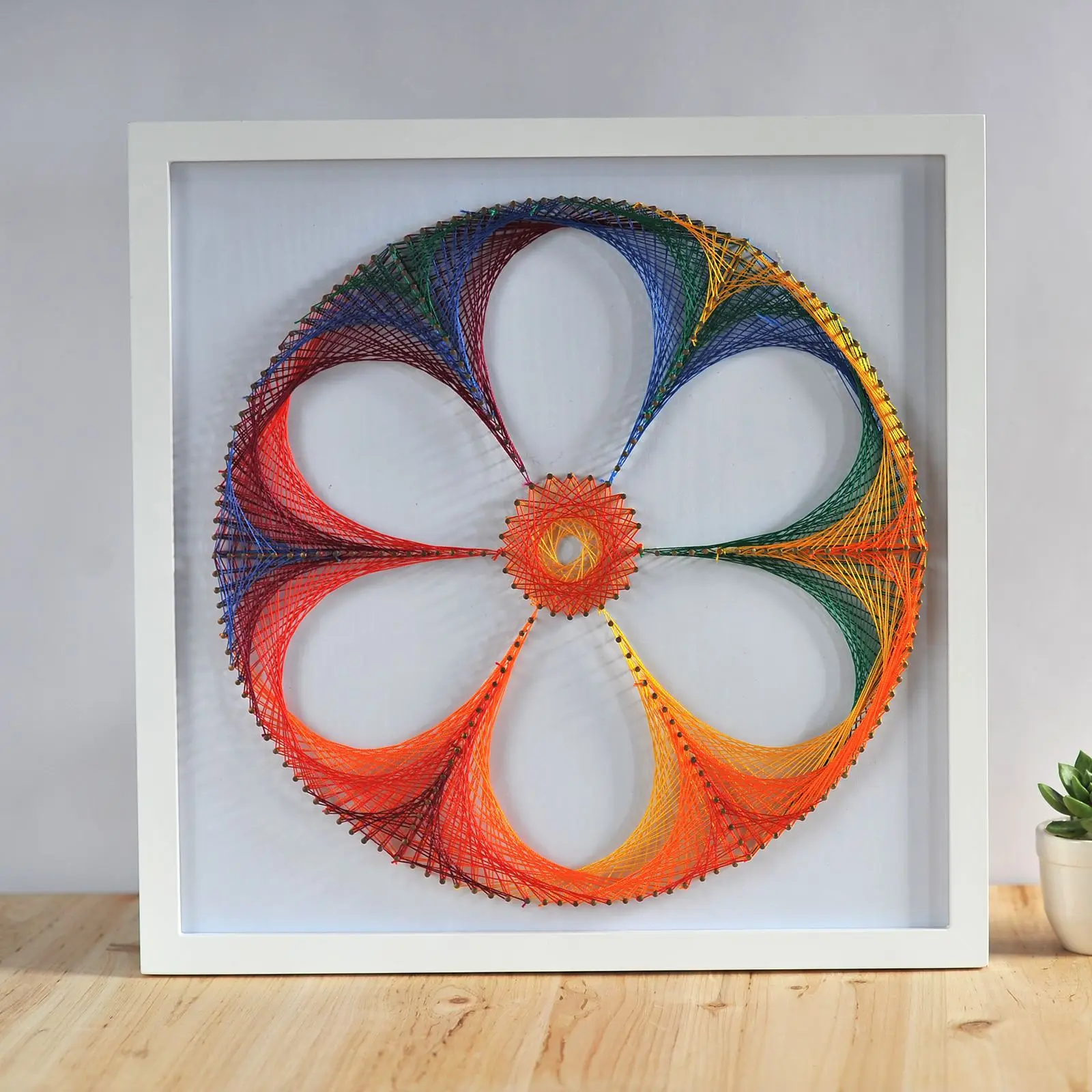 

40cm DIY Nail String Art Kit Stereo /Flower Shape Lines Drawing Painting With Frame Handmade Craft Home Wall Decor For Adults