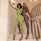 YT 2021 Kylie Jenner Зеленый Топ с длинным рукавом и круглым вырезом модный стиль дизайнерские знаменитости из двух частей фиолетовый