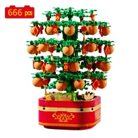 2021 city creative series chinese new years eve kumquat tree accessories building blocks bricks toys gifts