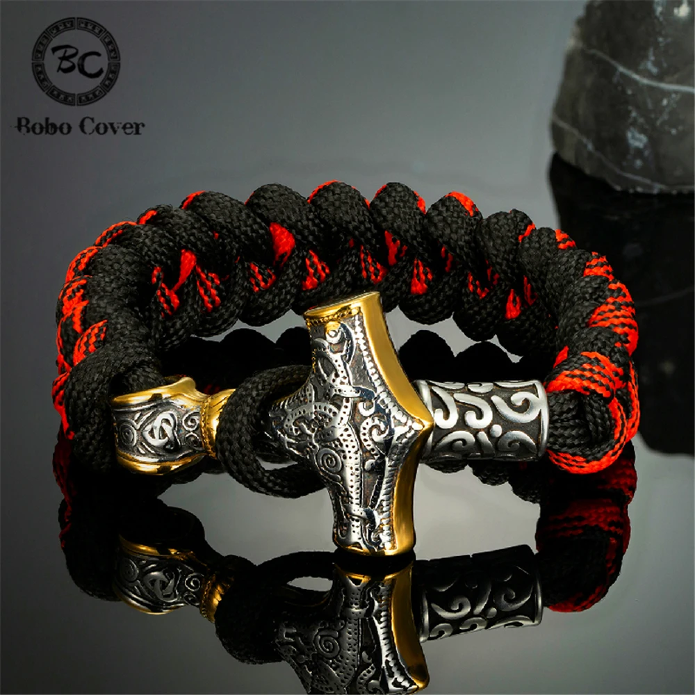Браслет Rock Vikings Mjolnir мужской из нержавеющей стали с якорем браслет Паракорда