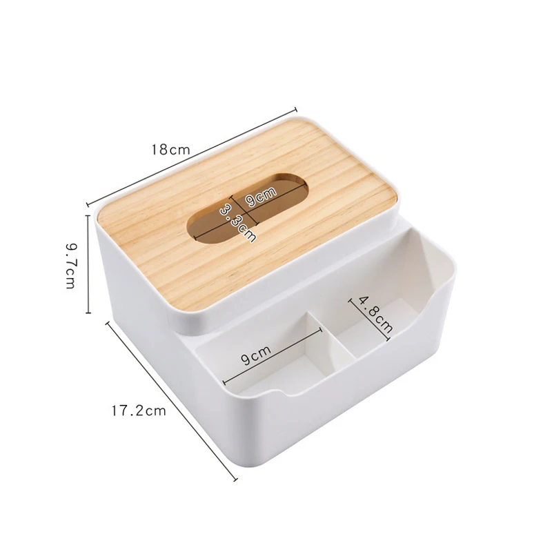 

Wooden Plastic Desktop Tissue Box Wet Tissue Holder Wipes Paper Storage Box Home Paper Dispenser Napkin Remote Control Organizer